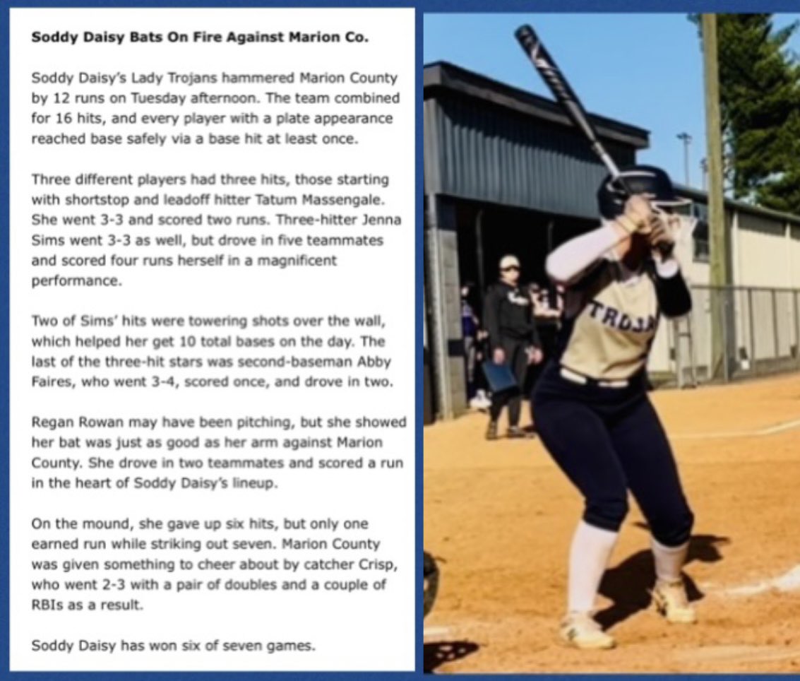 tatummassengale's tweet photo. Got The W, Went 3 For 3
Back It Tomorrow #ladytrojans #relentless #playwithgrit @TakeCharge_SB @BCLionsSoftball @GoMocsSB @TWU_BulldogsSB @LeeUSoftball @TMUSoftball https://t.co/k3NAi8dVOV