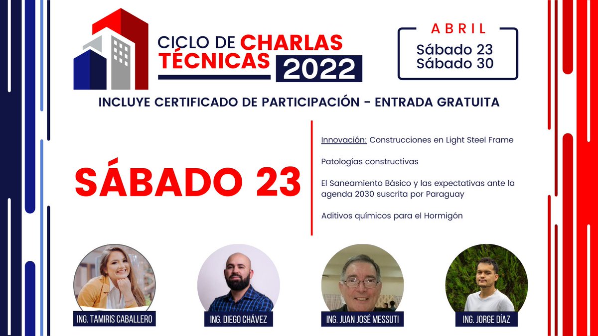 Este sábado 23 y sábado 30 de abril tenemos el ✨CICLO DE CHARLAS TÉCNICAS 2022✨LA ENTRADA ES GRATUITA E INCLUYE CERTIFICADO DE PARTICIPACIÓN❗❗ Inscribite: bit.ly/CCT2022