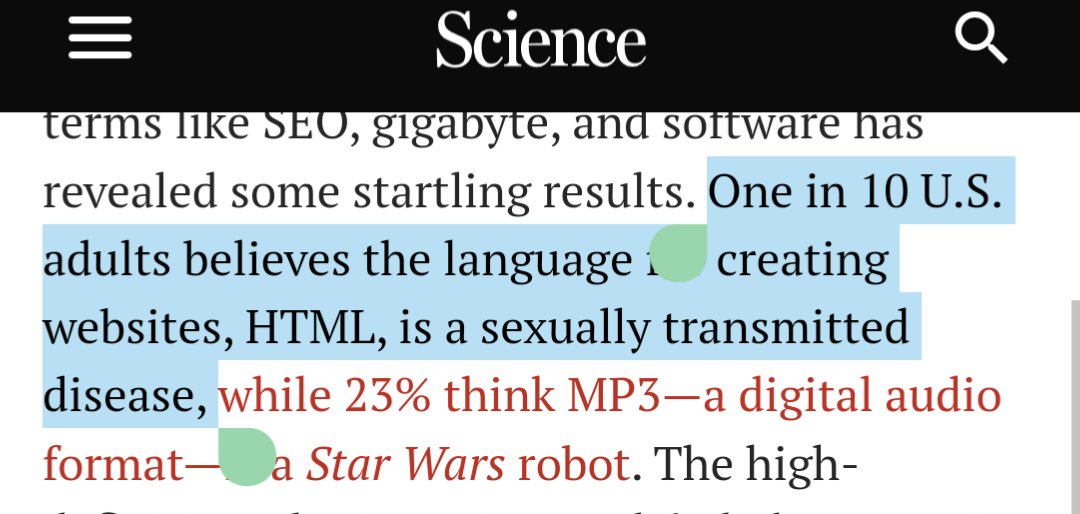 DThompsonDev's tweet photo. TIL that one in every 10 adults in the U.S. believe that HTML is a sexually transmitted disease. https://t.co/fTlnoGEdEH
