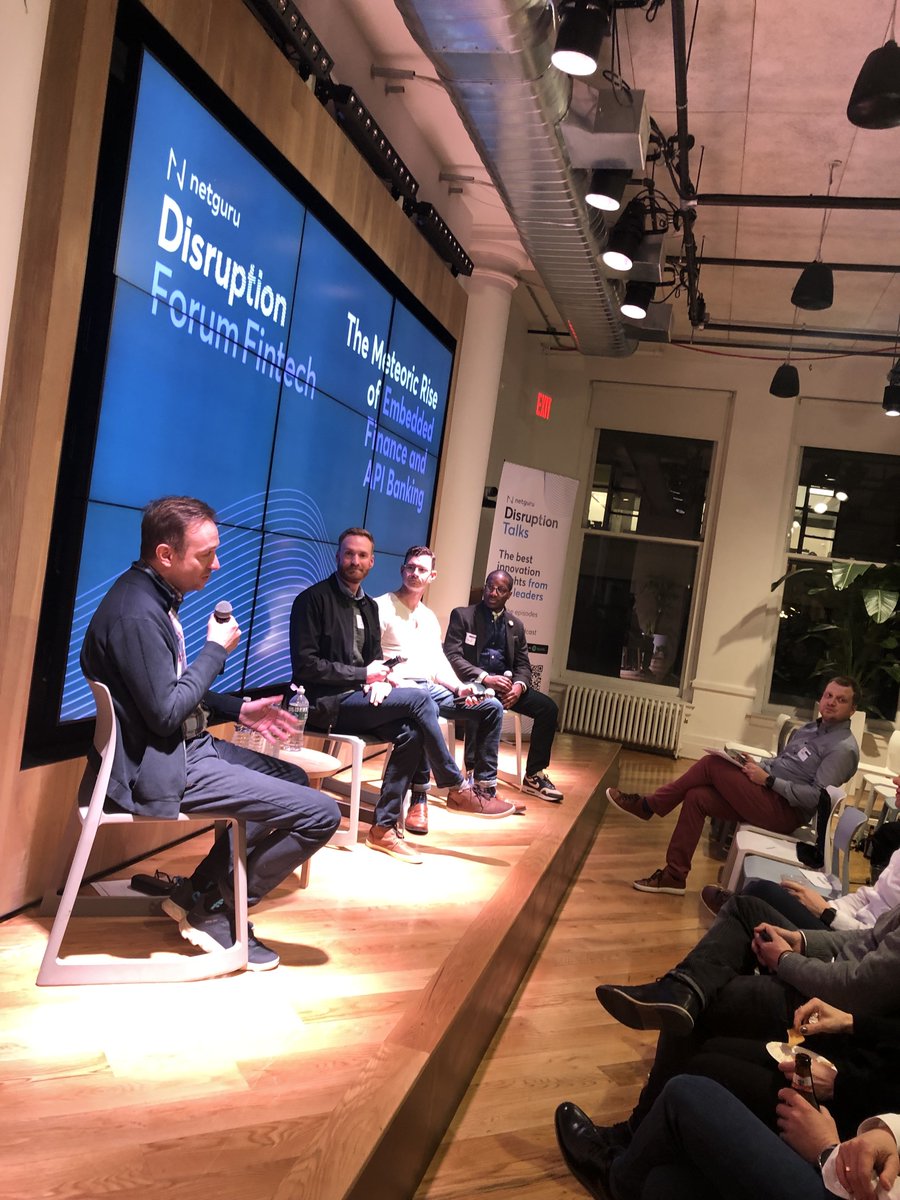netguru's tweet photo. Last panel at Disruption Forum #Fintech! Embedded finance and API banking with @skylernesheim @dwolla,
@richardscioli,@usealloy, @JesseEOwensII @WellsFargo.
#disruptionforum #fintech #NYFinTechWeek https://t.co/UL7RvGLYEr