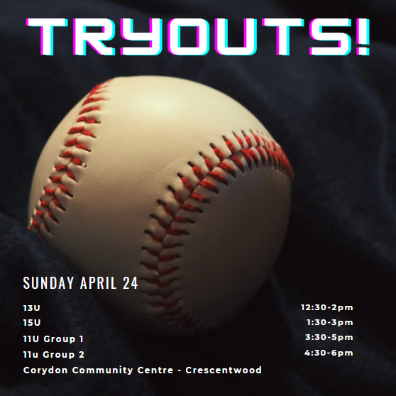 Tryouts update! ⚾️⚾️⚾️

Thanks to the weather we are moving indoors for tryouts! Check the dates and times below to find your age group - good luck to all!