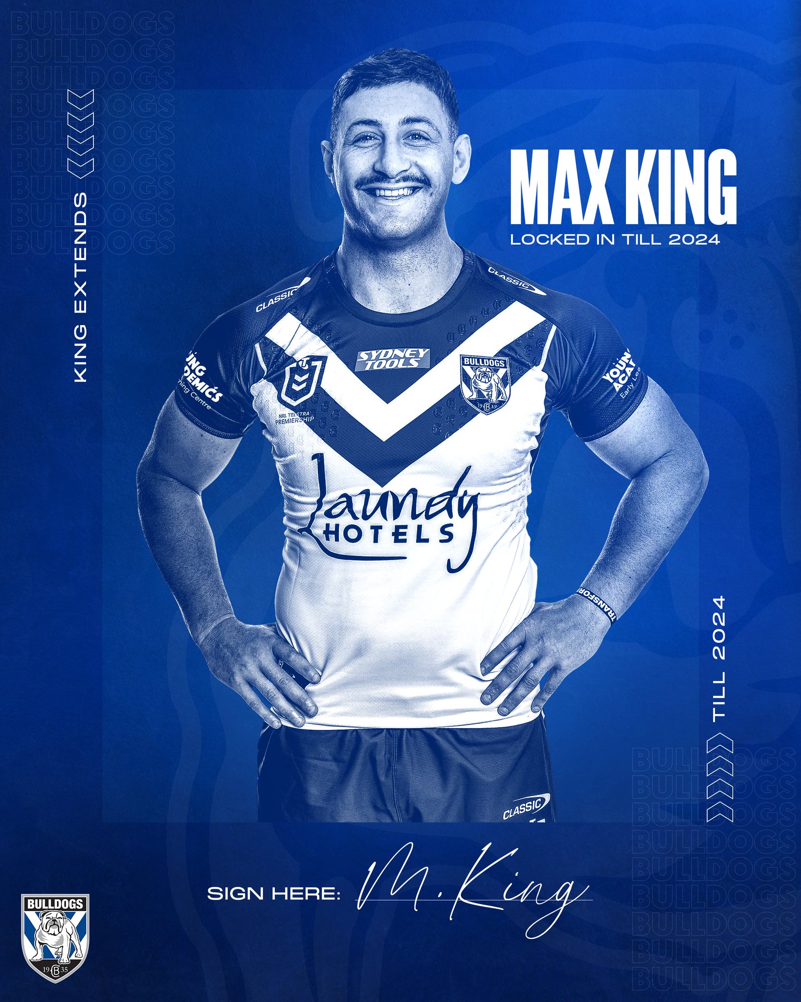 Canterbury-Bankstown Bulldogs on X: "💥Max King locked in till 2024. 📝  https://t.co/wEZSyVQM32 #proudtobeabulldog https://t.co/Auu2T2Cd1i" / X