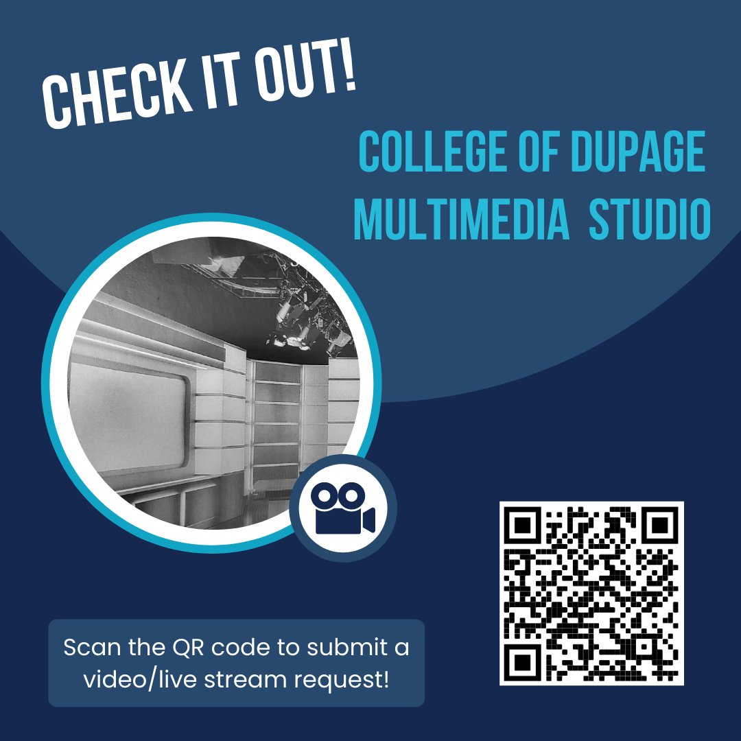 couriercod's tweet image. After a long hiatus, due to COVID, COD&apos;s Multimedia Studio is finally back in action, along with remodeled looks. Do you have ideas for a video or want to live stream? Be sure to scan the QR code or contact Sal Garcia (garcias@cod.edu) 🎥💽🎬

#multimediastudio #video #livestream
