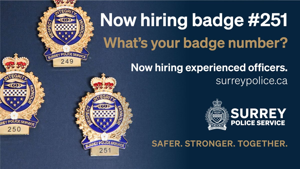 surreyps's tweet photo. We want the creative & brave to bring their ideas and skills to Canada’s newest police service! SPS is committed to supporting the well-being of our officers – from our equipment to our benefits, to our training. #JoinSurreyPS
Learn more here: https://t.co/T3VUGFhbgh https://t.co/hEjjCTBH2B