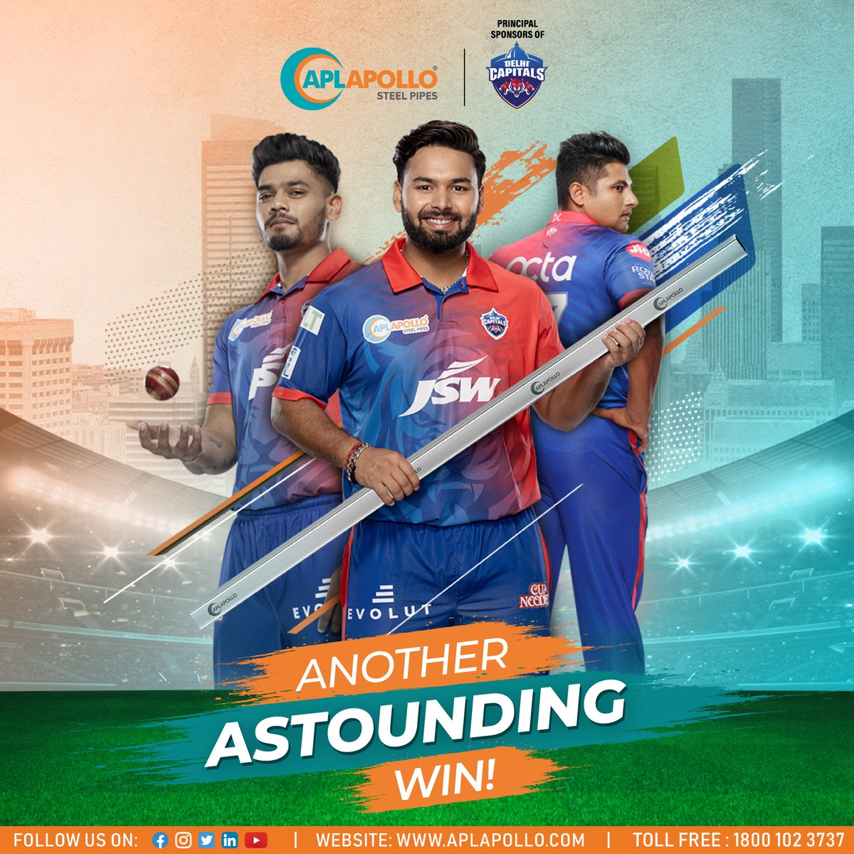 aplapollo_tubes's tweet photo. Just one more victory in a long list, with many more to come in the future. Thank you for your support!
#StayTuned for @DelhiCapitals updates or visit https://t.co/fCD9J2ElK5 for your steel needs
#MenOfSteel #StrongerTogether #APLAPOLLOxDC #WeCraftSteel #APLApollo #DCvsPK https://t.co/R2BmmzApmt