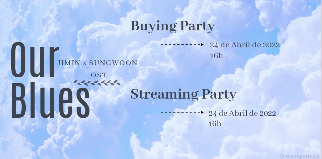 pjiminportugal's tweet photo. 💙Our Blues - Streaming &amp; Buying Party💙

Dia 24 de Abril às 16h sai a OST do Jimin com o Sungwoon, e a partir dessa hora vamos trabalhar muito! 

Podemos contar contigo?
Vamos começar mal saia até à noite, e no dia a seguir continuamos! 

#JIMIN #OurBluesJiminOST @BTS_twt https://t.co/aplwdQEYCZ
