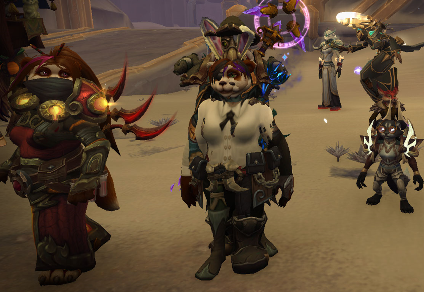Beartrice_WoW's tweet photo. When raiding becomes so intense, you become one with your raid team.... Bit scary innit! But look at the lil cute Vulpera!! 😍🦊

#WorldofWarcraft #WoW #Warcraft #WarcraftMounts  #Shadowlands #Pandaren #Vulpera #Panda #SotFO https://t.co/mUhgnhXtCW