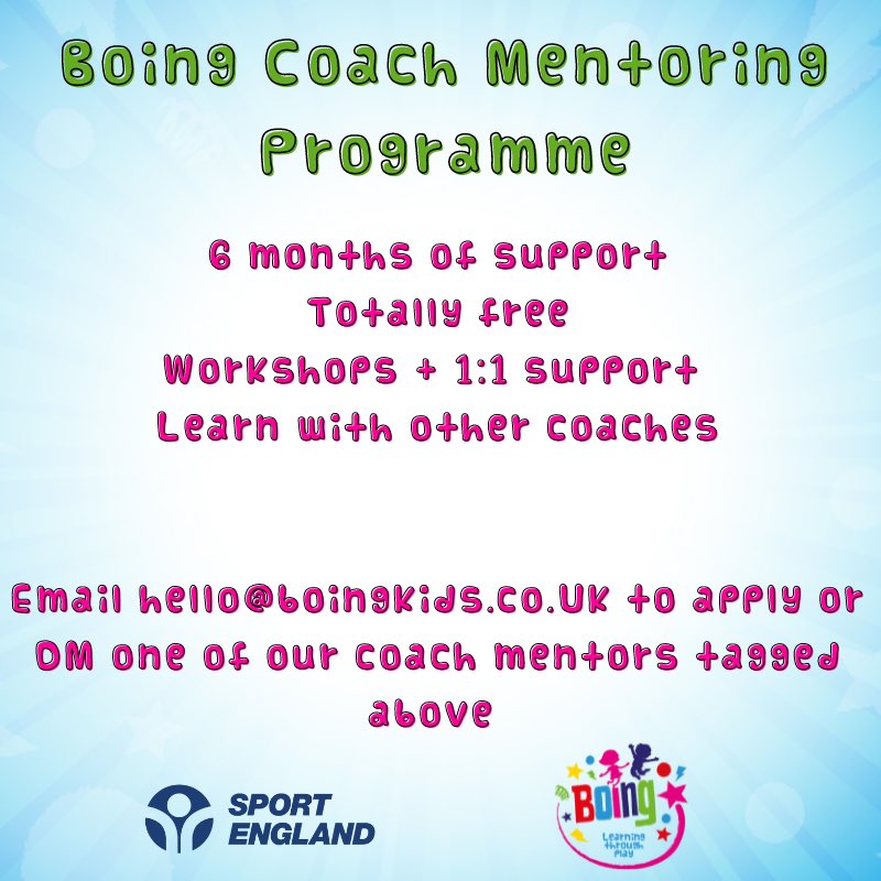 We’re launching a groundbreaking new <a href="/Sport_England/">Sport England</a> funded programme for #coaches

Our 1st funded project found coaches want #mentoring+#workshops, so we assembled coach developers-<a href="/russellearnshaw/">RussellEarnshaw</a>,<a href="/SammieP04/">Sammie Phillips</a>,@W_Abrahams, <a href="/eilidhgibson4/">Eilidh Gibson</a>-to mentor 80 coaches from across the sector