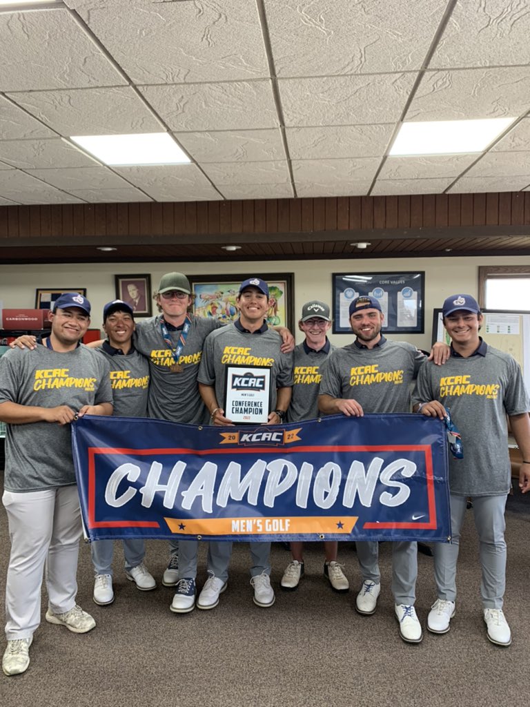 SCWarriorGolf's tweet photo. For the first time in school history…. WE HAVE A KCAC CHAMPIONSHIP! #SwordsUp⚔️⚔️ https://t.co/MhU5jqhfuG