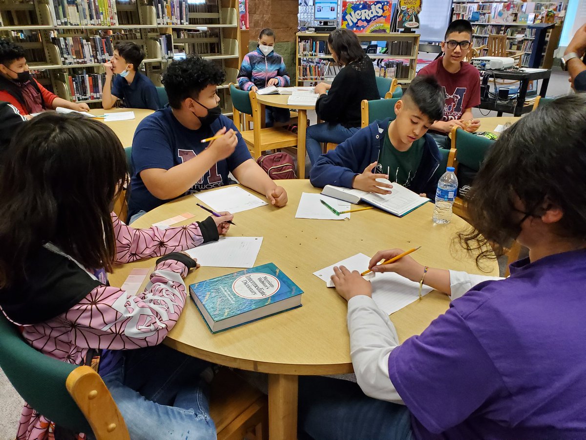 SBrandon_MMS's tweet photo. Moose poets are getting inspired by colorful paint chips! I can't wait to add their beautiful poems to our Poet-Tree! #TeamSISD #SISDLibraries #SISD_READS #MHSLibrarians #RAMS_READ https://t.co/DCfN27T5XF