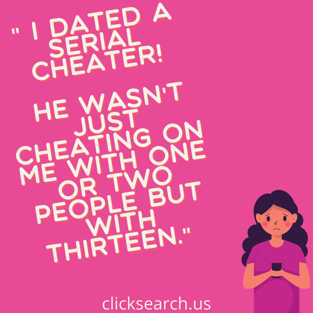 We all have dating problems, but have you dated a SERIAL CHEATER? 😱💔
Find out if they are cheating with clicksearch.us/?utm_source=Cl…!

#cheater #datingproblems #datingtips #datinglife