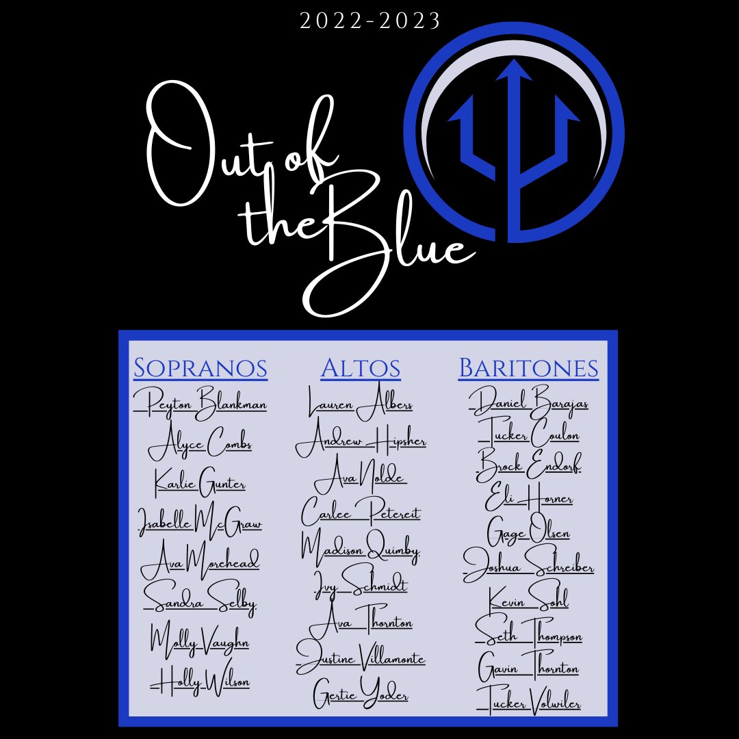 Congratulations to the new members of our Out of the Blue show choir! I’m so excited to work with you all and embrace our dark side!