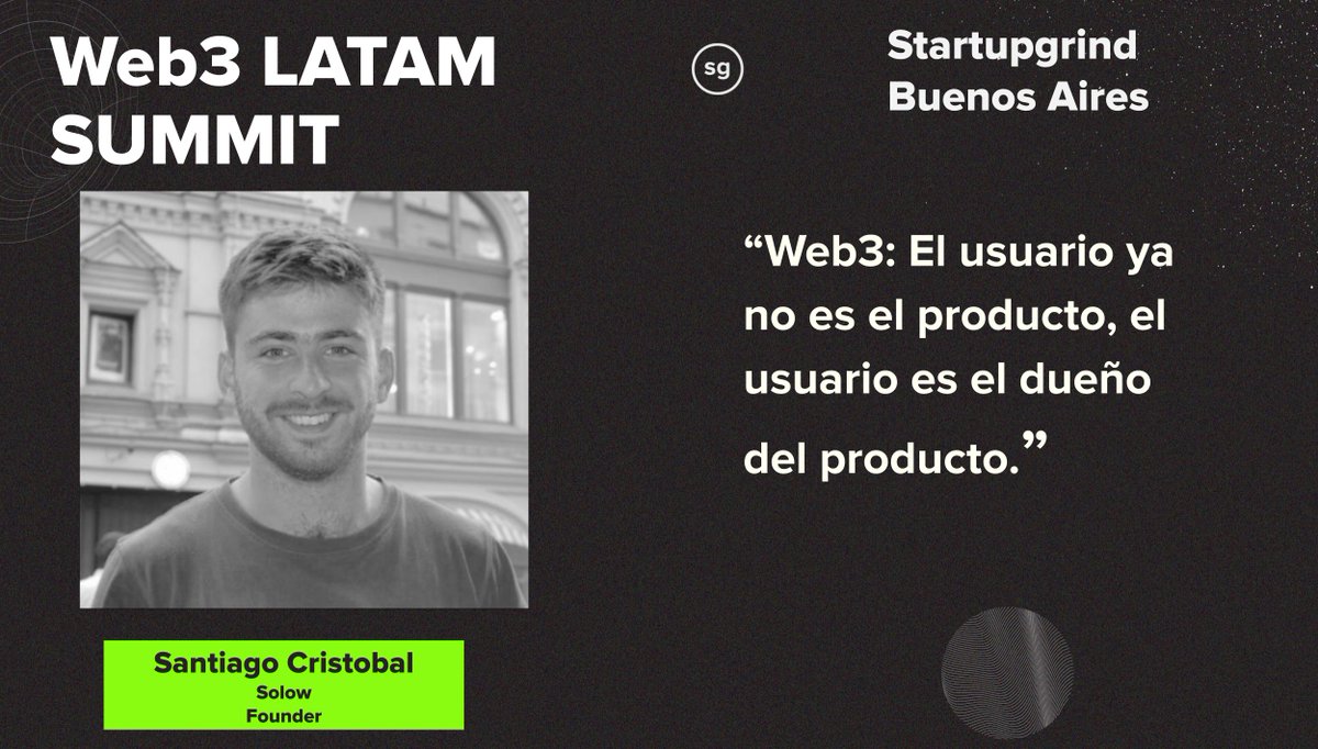 StartupGrindBA's tweet photo. "𝗪𝗲𝗯𝟯: el usuario ya no es el producto, 𝗲𝗹 𝘂𝘀𝘂𝗮𝗿𝗶𝗼 𝗲𝘀 𝗲𝗹 𝗱𝘂𝗲ñ𝗼 𝗱𝗲𝗹 𝗽𝗿𝗼𝗱𝘂𝗰𝘁𝗼."
@scristobal94 de @Solowcripto nos dio cátedra sobre #Web3 en el #SGWeb3Summit de #StartupGrindBA
Reviví la charla aquí 👇
https://t.co/nPkHNWugWP https://t.co/QEsIykRbyQ