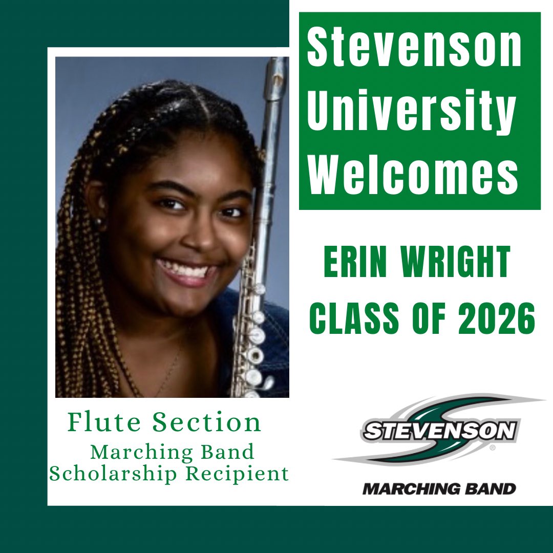 SU Music welcomes Erin Wright! Erin will be joining us as a new member of the SUMB this fall as well as receiving our marching band scholarship! She will be a part of our flute section!