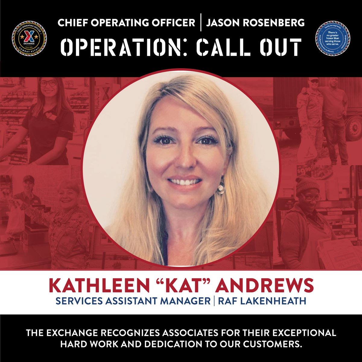 ExchangeAssoc's tweet photo. 🤩 For this week of #CallOutWednesday we showcase our star-studded #ExchangeAssoc from the #EuropeRegion due to their devotion to our Soldiers, Airmen, Guardians and their families, living out the Exchange's core values each day. ♥️🤍💙 https://t.co/l59fDe2xph