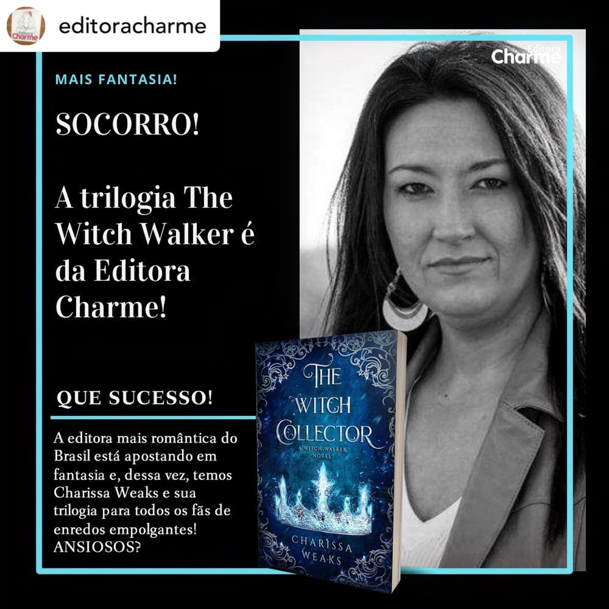 Charissa Weaks Official Account (@charissaweaks) on Twitter photo Guess what book is going to Brazil? Thank you <a href="/EditoraCharme/">Editora Charme</a>, <a href="/BrowerLiterary/">Brower Literary</a>, and <a href="/CityOwlPress/">City Owl Press</a> for bringing #TheWitchCollector to new readers!! I’m stoked! 💙🇧🇷💙 Guess what book is going to Brazil? Thank you <a href="/EditoraCharme/">Editora Charme</a>, <a href="/BrowerLiterary/">Brower Literary</a>, and <a href="/CityOwlPress/">City Owl Press</a> for bringing #TheWitchCollector to new readers!! I’m stoked! 💙🇧🇷💙
