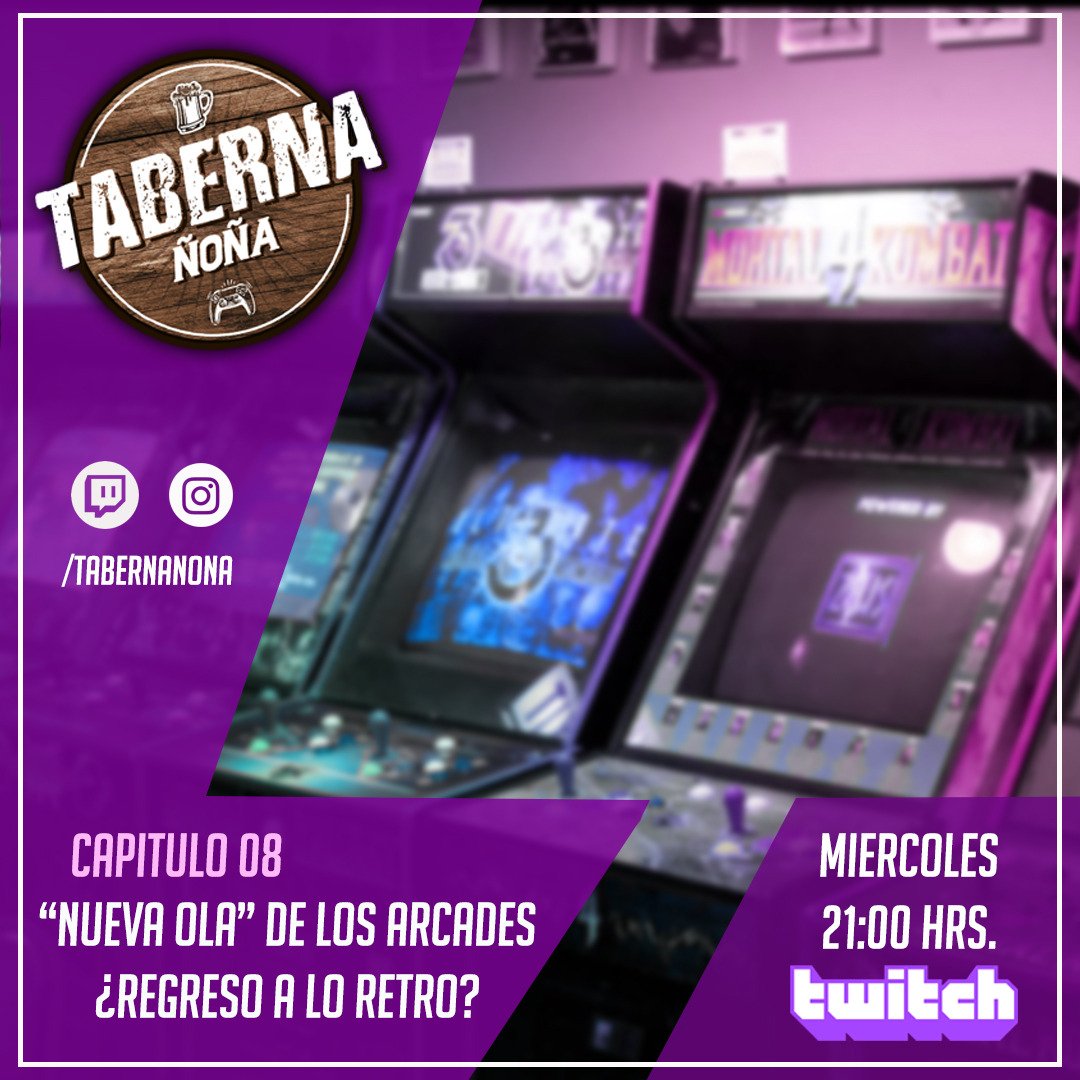 tabernanona's tweet photo. Hoy tenemos nuevo capítulo en vivo de #tabernañoña en nuestro canal de Twitch 🤓🍻⚔️!!
En esta oportunidad estaremos hablando de la "nueva ola" de los Arcades, y el auge que ha tenido el mercado de las máquinas recreativas. Esto y mucho más desde las 21:00 Hrs en Twitch. https://t.co/GnfE44jf69