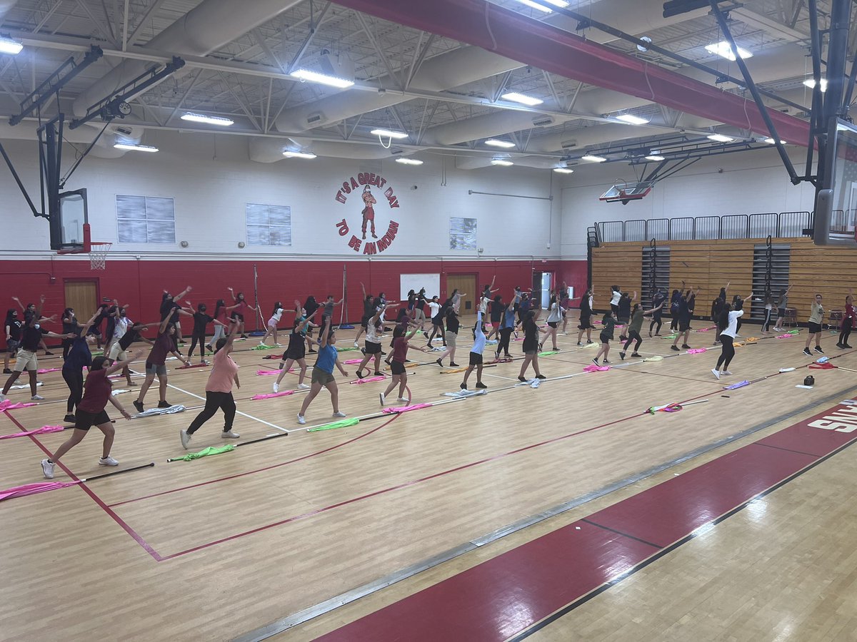 Indian_Band's tweet photo. Day 2 colorguard tryouts, working on feet and movement. 82 present tonight 👍 #marchingseason22 @Indians_IHS @CollierFineArts @collierschools https://t.co/3pTJbXNYwf