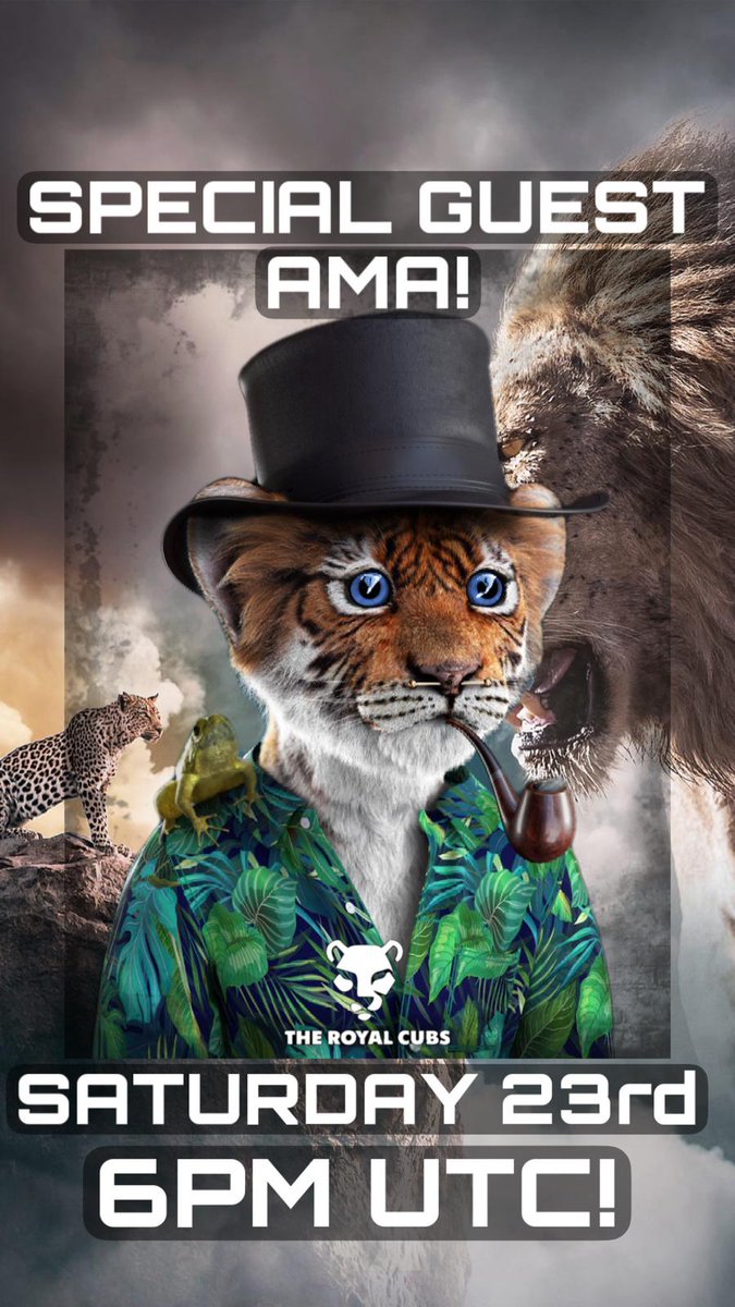 TheRoyalCubs's tweet photo. Hey Cubs 🦁

Join us for the next AMA on Twitter Spaces 🔥

Saturday 23rd April @ 6pm UTC!

Some say our special guest is the king of clothes in the 3D world 👀 

#SpreadTheRoar #NFT #NFTCommunity #AMA https://t.co/WKG4egrqBa