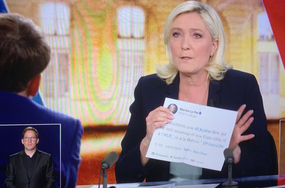 Tout ce que Marine Le Pen a à offrir à l'Ukraine est un tweet de soutien, à la Russie - tout ce que Poutine demandera.