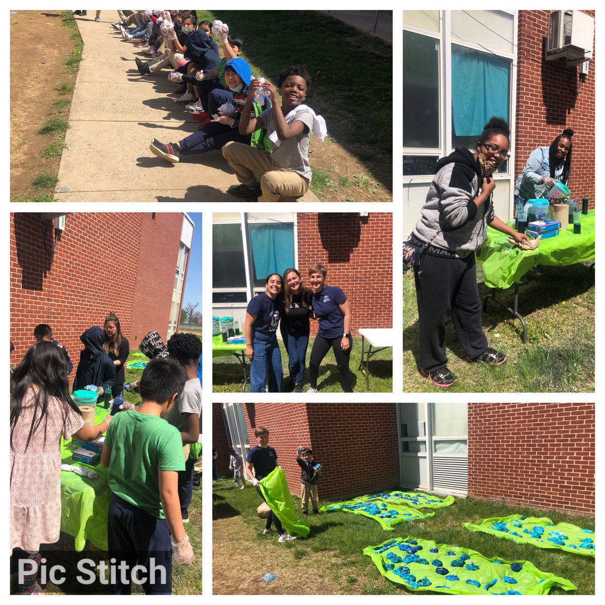 HeyMsHobbs's tweet photo. A day full of sunshine, smiles and 🌎 themed tie dye @LakelandSchool. Stay tuned for the finished products on Friday! @BaltCitySchools https://t.co/XpxuMwWNd1