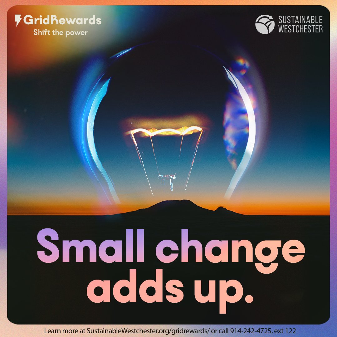 . @SustWest’s GridRewards is a free app that tells you when and how to reduce your energy usage. Earn cash payments and reduce your ConEd bill. Download the GridRewards app to reduce harmful pollution and maximize your savings. 

Learn more at sustainablewestchester.org/gridrewards