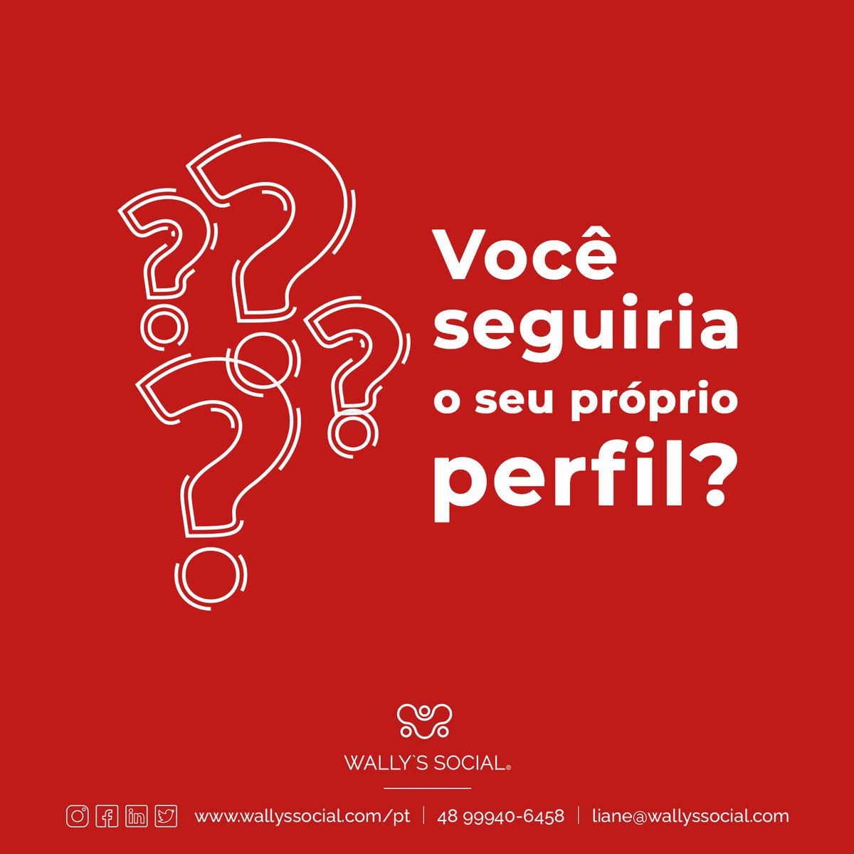 Você seguiria um perfil igual ao seu? 🤔
Pensando que você não se conhece, não é um familiar ou amigo.

Você acharia relevante te seguir?

#MarketingDigital #DigitalMarketing #Brasil #novaserrana
#WallysSocial #SocialMediaMarketing