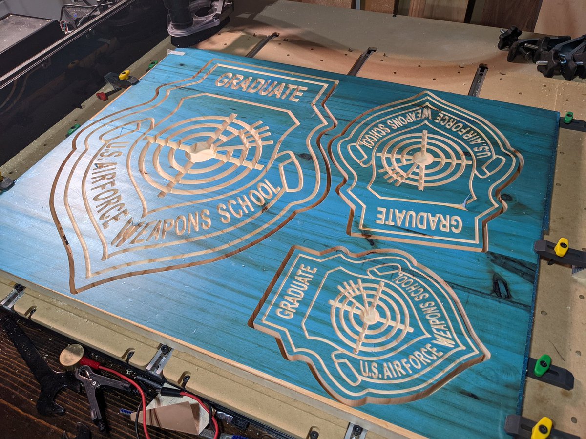 craftfoxes's tweet photo. RT @BlazingCacti: Very excited about these USAF Weapons School Graduate award samples for our friends over at Nellis AFB! 😁 #usaf #usafws #usafweaponsschool #weaponsschool #graduate #airforce #fighterpilot #woodwork #woodworking #cnc #cncwoodworking https://t.co/P8yfwTxCs5