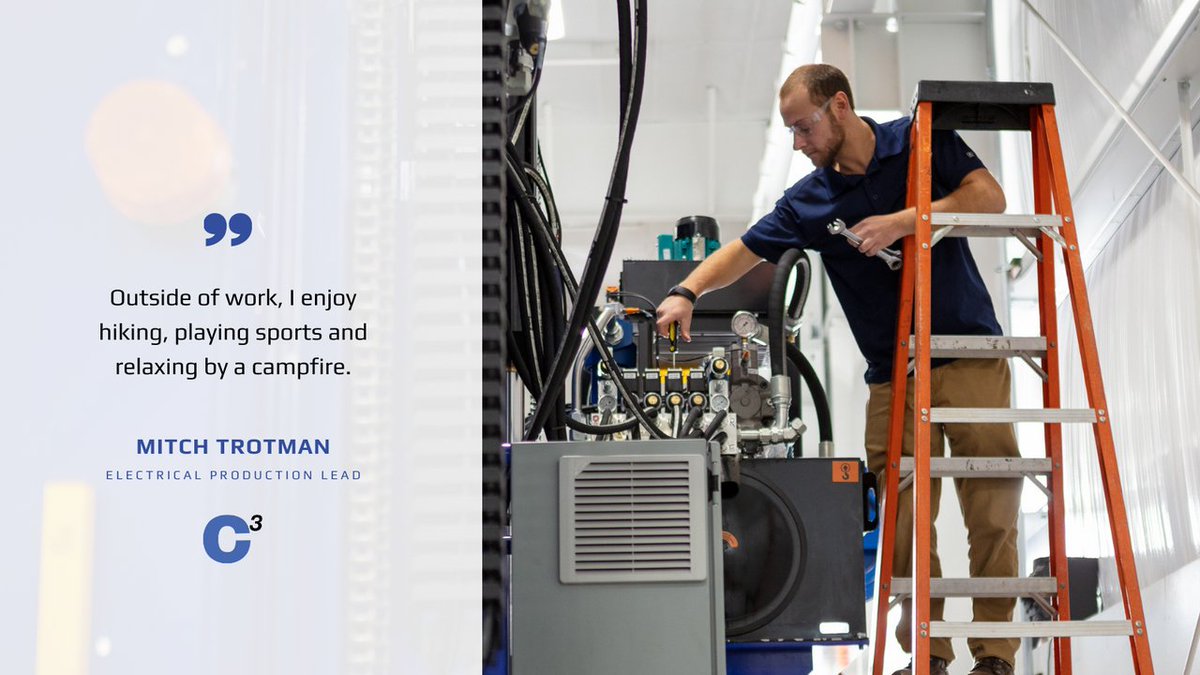 C3Ingenuity's tweet photo. Our #EmployeeSpotlight this month is electrical production lead Mitch Trotman! Mitch began his career at C³ as an intern, and now he leads the electrical team in transforming our innovations from concept to machine. #rollwithc3 https://t.co/mXu2z69zKA