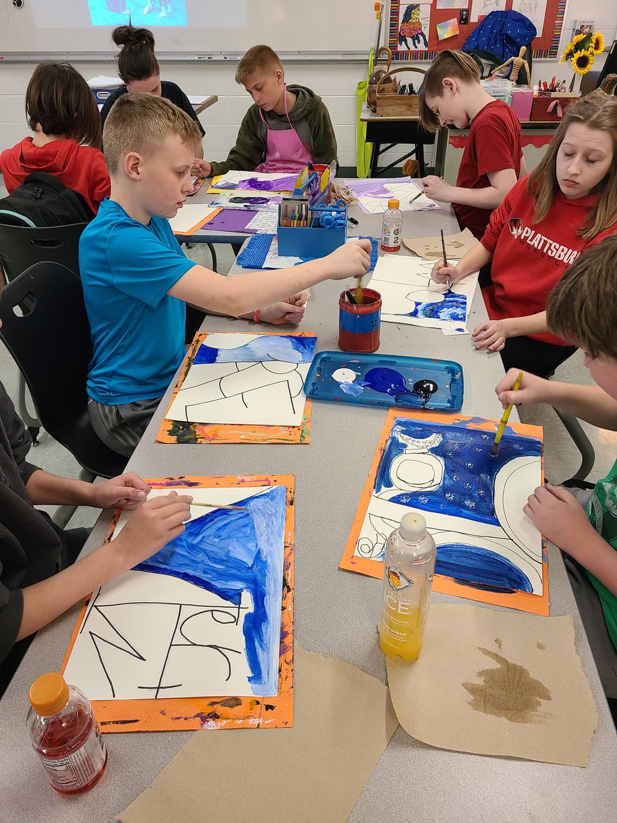 What a way to rearrange the class, new seats to match your #monochrome painting! #6thgradeartists loved painting and mixing #tintsandshades! There is a hidden word or two in ea painting to match the color #luck #refreshing <a href="/CCMSTigers/">CCMS Tigers</a>  #TigerLegacy <a href="/JenOberlander/">Jen Oberlander</a> <a href="/maisie_clifton/">maisie</a>