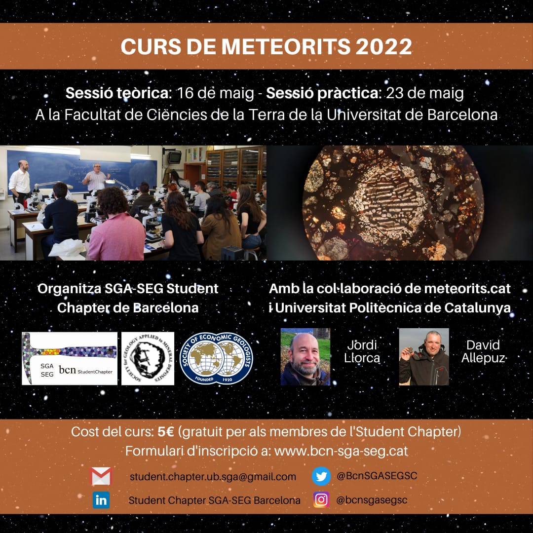 We announce that we are doing the short course about meteorites again!
It consist of a theoritical part (16th of may) and a practical part (23rd of may). You will fins the link for the registration form in our bio.
We hope to see you there!