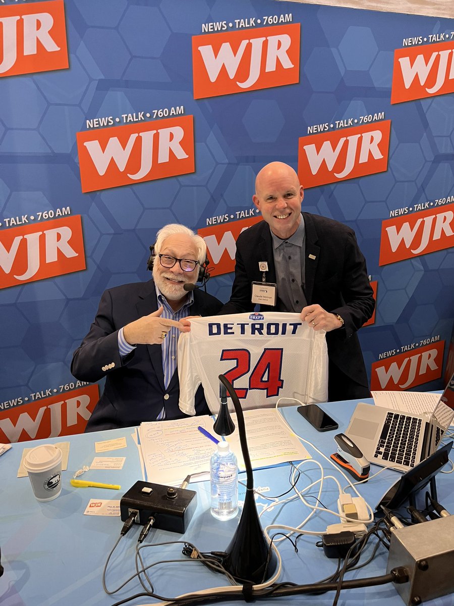 Chris_InDetroit's tweet photo. Great start to the morning at the Pure Michigan Governor’s Conference on Tourism in @TraverseCity.  

@Claude_Molinari on @wjrradio with @PaulWJR discussing the 2024 NFL Draft coming to Detroit, and why this summer is a great time to @visitdetroit.

https://t.co/jxmDtoNjgh https://t.co/pkyrErq0ej