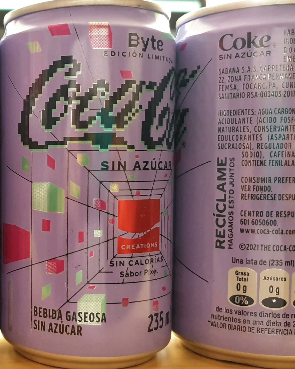 sadoth's tweet photo. ¿Conocen esta nueva #CocaColaByte?
Con sabor a #píxel disponible en #metaverso y dirigido a consumidores jóvenes en #subcultura #gamer #fortnite
Son de mi #colección @CocaCola @CocaColaCol
#CocaColaZeroByte #PixelPoint #CokeCollector #CokeLover #coke #cokezero #amll #marketing https://t.co/RYBU74OfW4