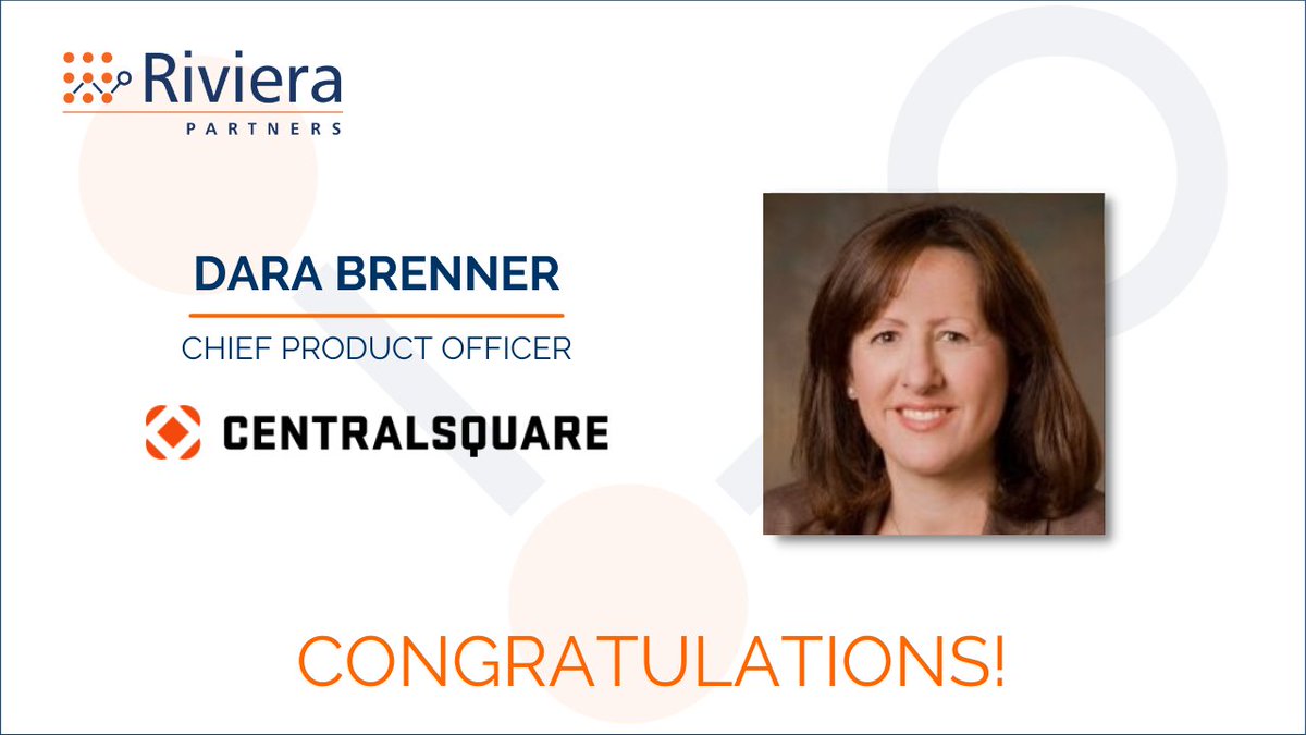 Congratulations to Dara Brenner on your new role as Chief Product Officer at <a href="/CentralSqTech/">CentralSquare Technologies</a>!

Great work by John Termotto!

#Riviplacement #RivieraPartners #techleadership #hiring #recruitment #recruiting #executivesearch
