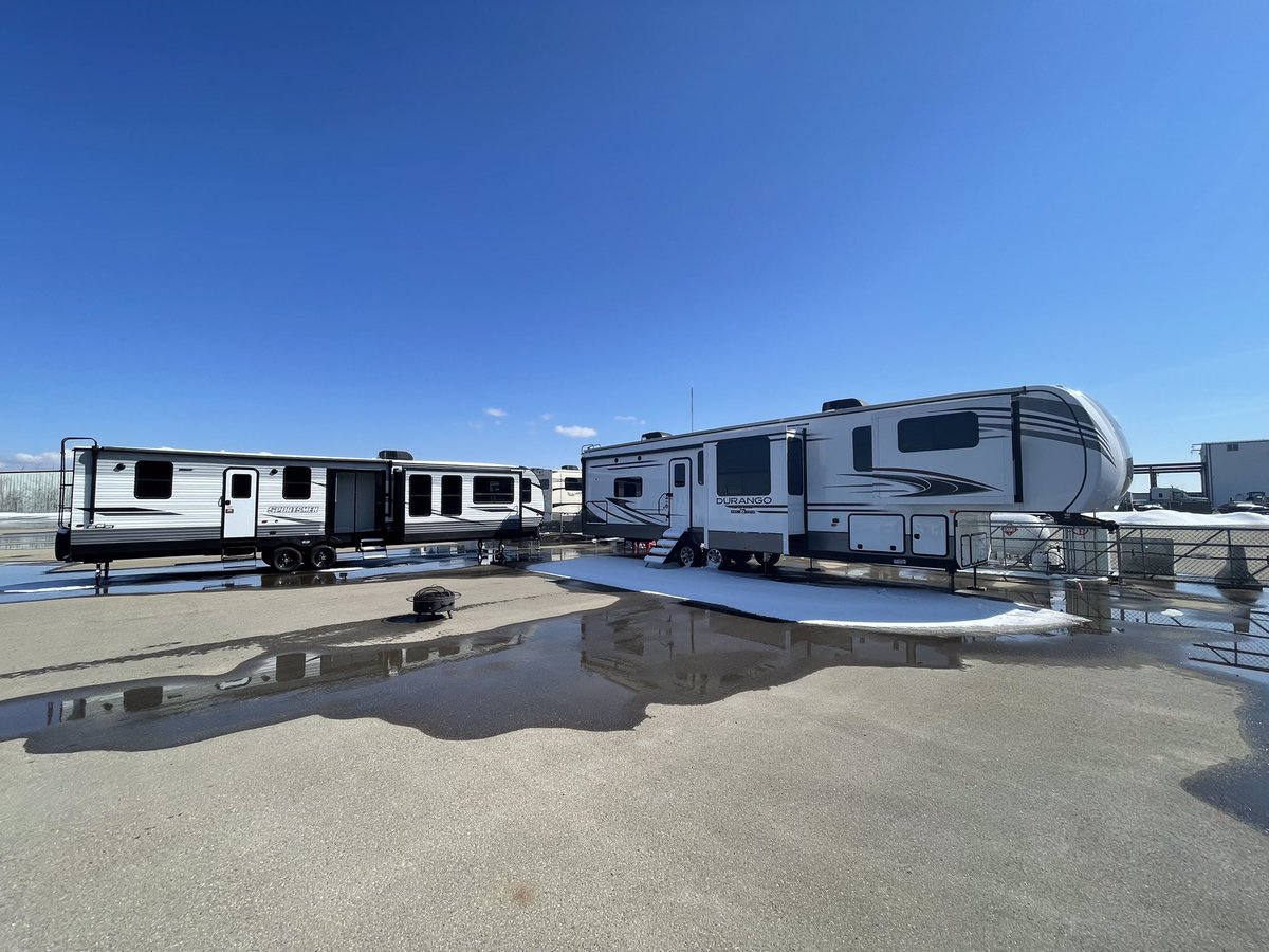 TrailblazerRV's tweet photo. Ever have one of those days where it feels like the only place it’s still winter is YOUR CAMPSITE? https://t.co/PPBsqY4qqw