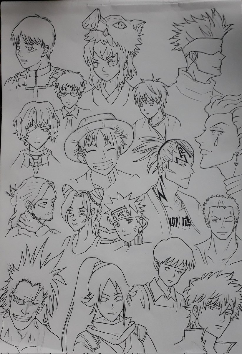 twinklestxr's tweet photo. Drew animé characters requested by my followers ✨
#anime  #gojo #armin #Dazai #animetwt #naruto #luffy #zoro #ONEPIECE #hisoka #aizawa #renji #inosuke #artistsontwitter #seiji https://t.co/Ox1C8g3QrY