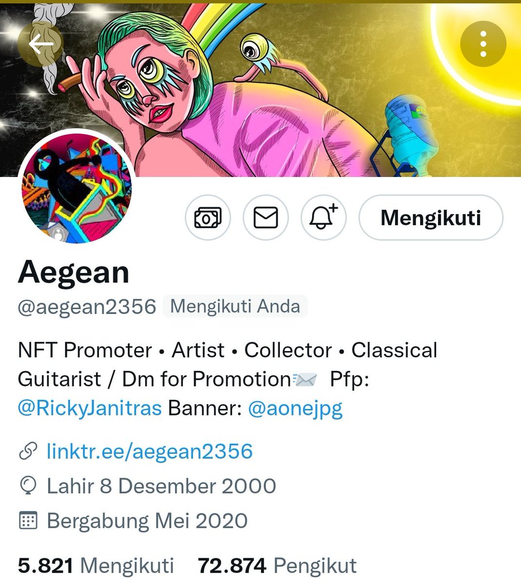 I'm very be grateful and happy that my work can be displayed on the Twitter profile (banner) <a href="/aegean2356/">Aegean</a> 🥰
Thankyouuu somuch mate 🍻