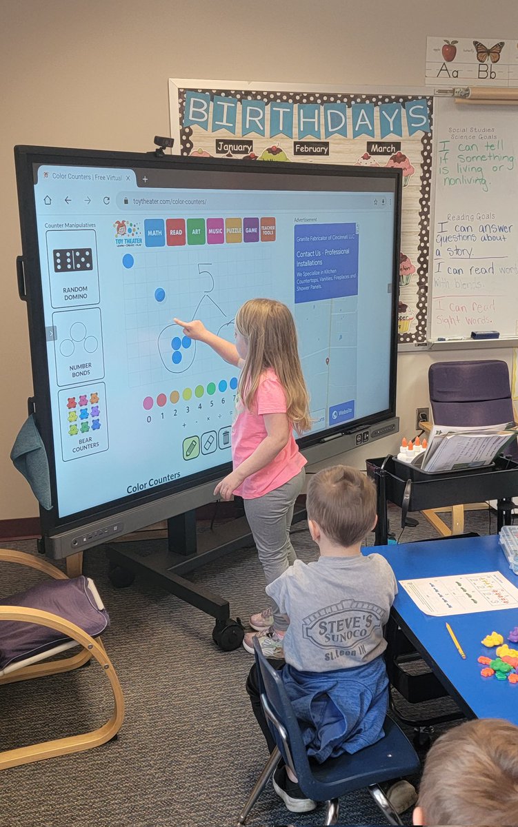Today we used our Ben Q to help us understand number bonds. They loved the interactive counters and being able to lead class.