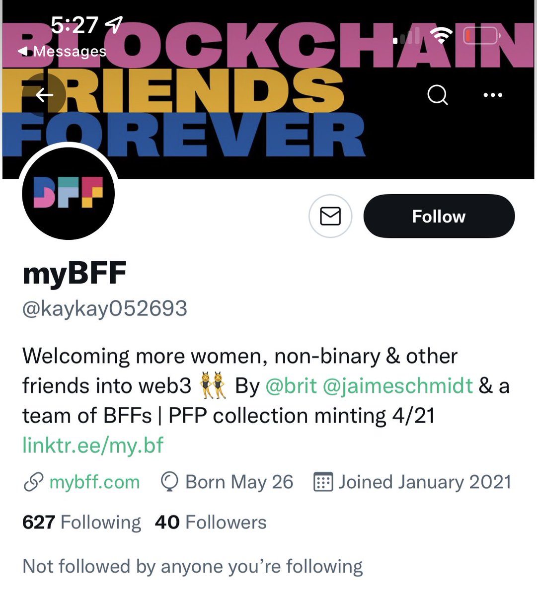 MyBFF's tweet image. There is an imposter account that is replying to people, posing as BFF. 🚨

Do not engage!