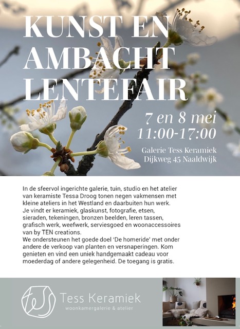 kunstcolWIT's tweet photo. Voorjaarsexpositie in de sfeervol ingerichte galerie, tuin, studio en atelier van keramiste Tessa Droog in Naaldwijk. GRATIS TOEGANG. https://t.co/WNQjOOvVrH