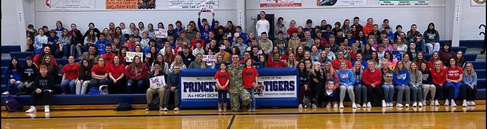 PrincetonRV's tweet photo. Today our district is sending one of our own off to serve the greatest country on Earth! Mr. Ethan Sticken is heading out for a deployment as part of the United States Army Reserves. Students, staff, family, and veterans gave Staff Sergeant Sticken a great send off this afternoon https://t.co/dTta9Fz20k