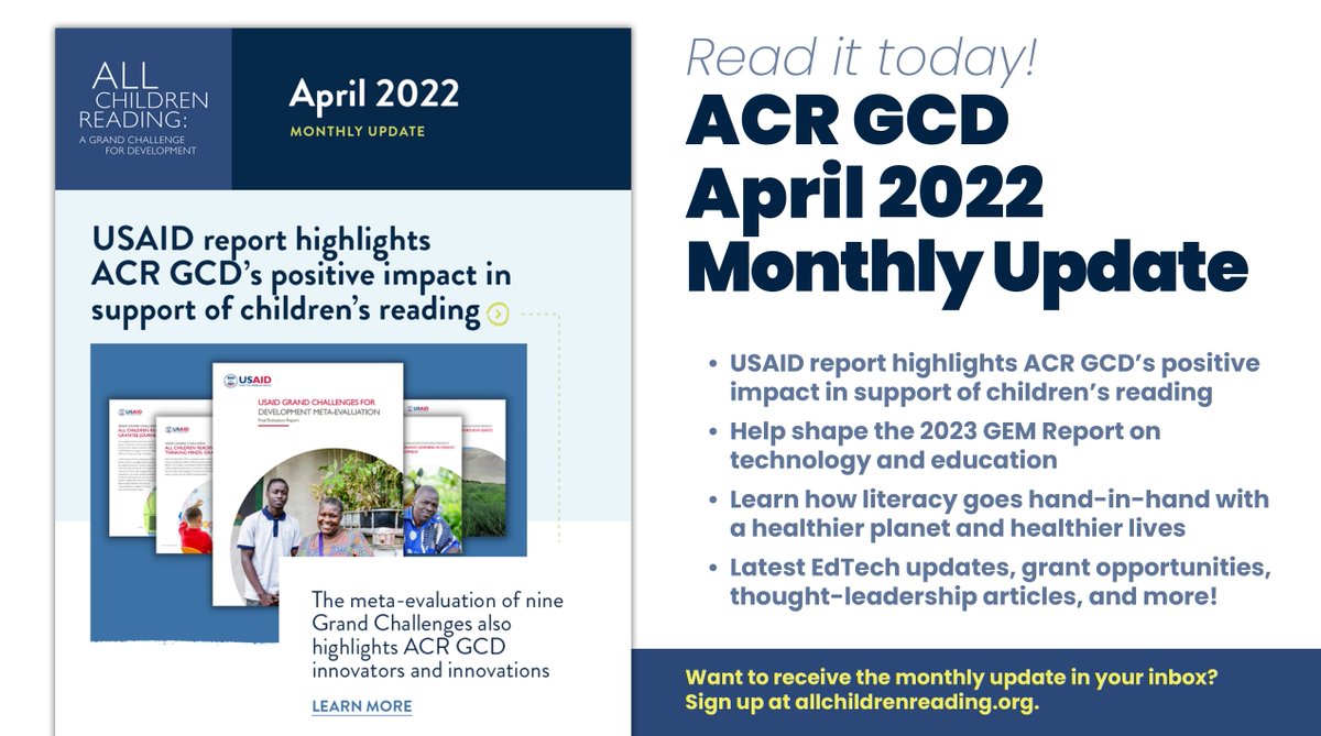 ReadingGCD's tweet photo. Learn about a USAID report that highlights our positive impact in support of children's reading, how you can help shape the 2023 GEM Report, a project that is using social media to increase access to literacy resources, and more! https://t.co/SEnyX39Spi https://t.co/CXE1nhn88t