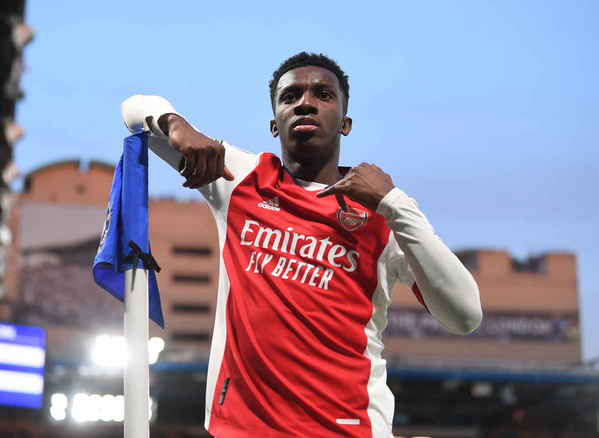 premierleague's tweet image. 🔴 @EddieNketiah9 is the first @Arsenal player to score two goals in a #PL match against Chelsea since Robin van Persie's hat-trick in October 2011

#CHEARS