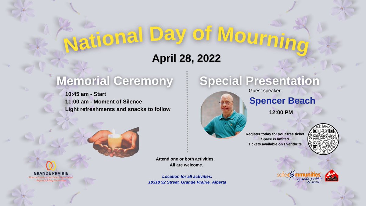 GPSafeCommunity's tweet image. Join Grande Prairie Regional Safety Committee in observance of National Day of mourning on April 28, 2022.  instagram.com/p/CcjnX-uLBww/