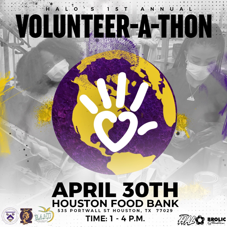 pv_spot's tweet photo. 📢Calling all change-makers and student leaders!! HALO is hosting their very first annual Volunteer-A-Thon and we want you to join us on April 30 from 1-4 pm at the Houston Food Bank! Be there or Be square, so we can all show our halos!!😇💚💙 https://t.co/zZCzdtCVK0