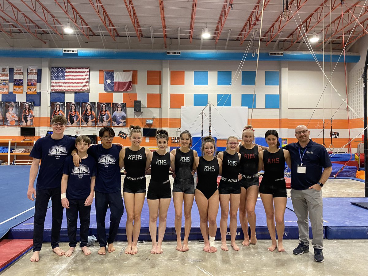 Your @HumbleISD gymnasts (minus Bailey- joining tomorrow) gearing up for @THSGCA championships!!!