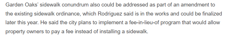 gratifihouston's tweet photo. @alisoncook @jayrjordan @chron And to make it easier for more people to get killed, the city wants to make it easier to skip building sidewalks. When you hear our electeds talk about #visionzerohouston, it is just that. Talk. https://t.co/ojOglei5NV