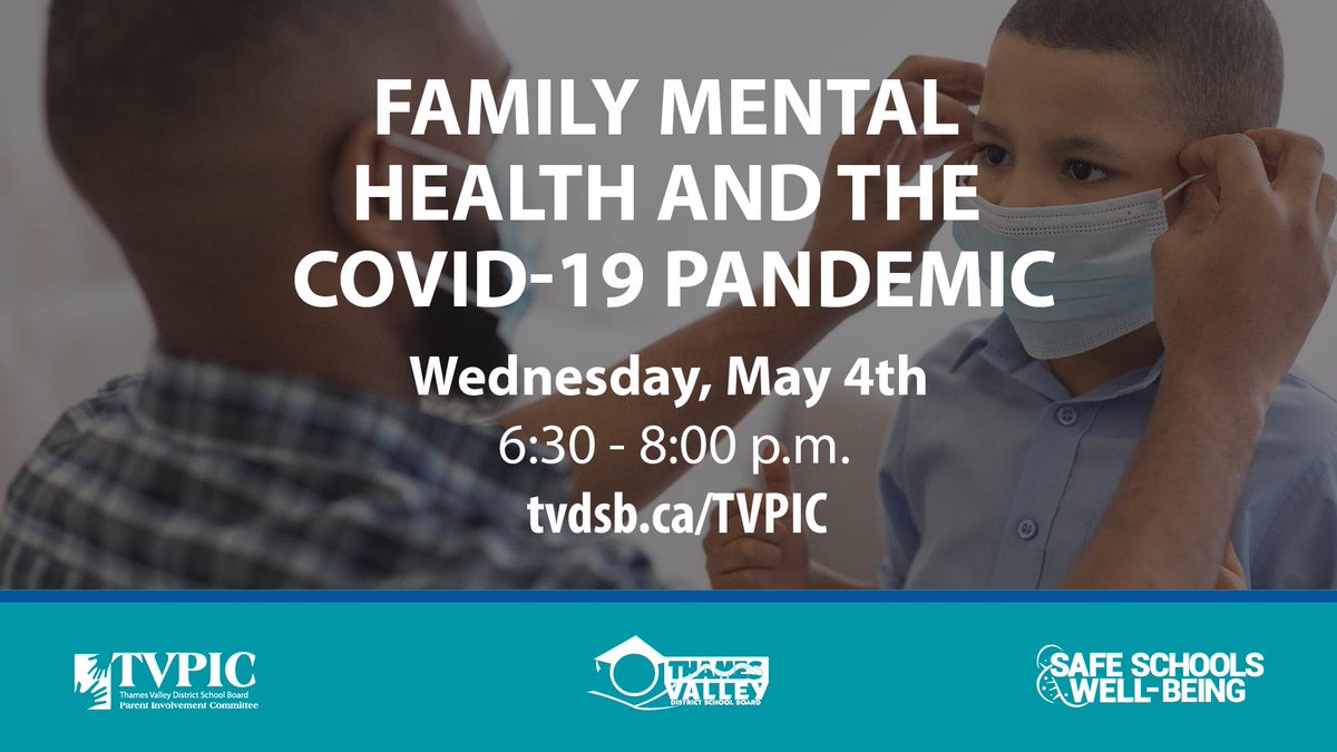 Join us on May 4 @ 6:30 pm for on online session with Dr. Korczak, Child and Adolescent Psychiatrist at SickKids and Principal Investigator of a study looking at how public health measures have affected family mental health during the #COVID19 pandemic. tvdsb.ca/TVPIC