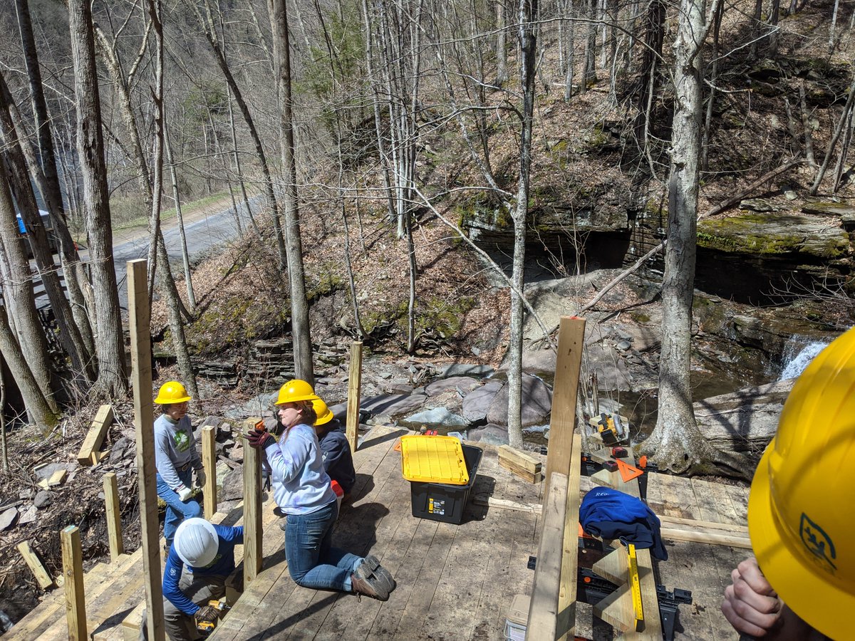 RovingTrailCrew's tweet photo. Today (and tomorrow) the Williamsport crew joined us to help with the #TurkeyPath project! The extra hands were much appreciated, and we were able to make great progress! #PAOutdoorCorps
📸: @NickelsOnTrail https://t.co/8mHO8NDiNy