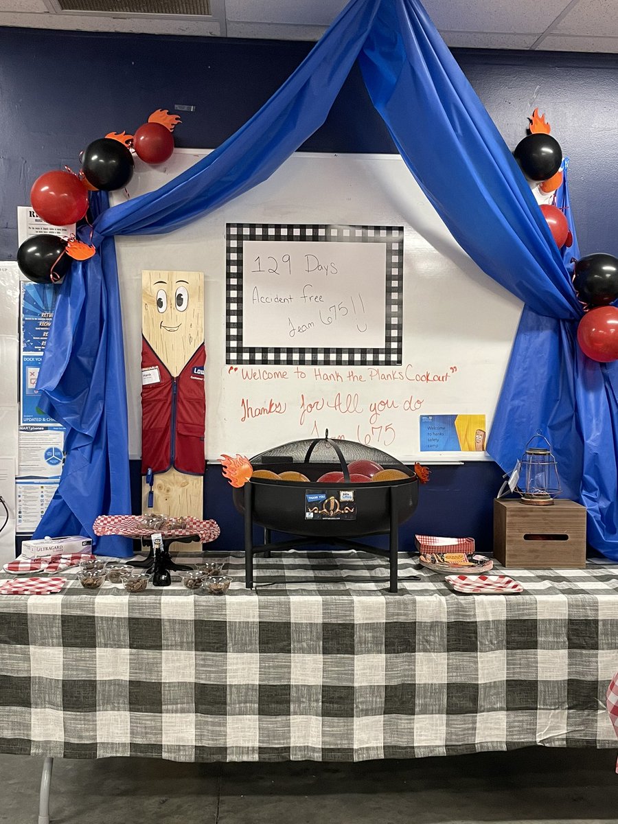 btaylor0675's tweet photo. plank celebrates 129 days accident free at store 675 with a cookout! Amazing job team! @D816Ap @AmandaW34182929 @BlueBoxR1 @LowesSafe @KeithRedmiles https://t.co/arMAfBLP6T